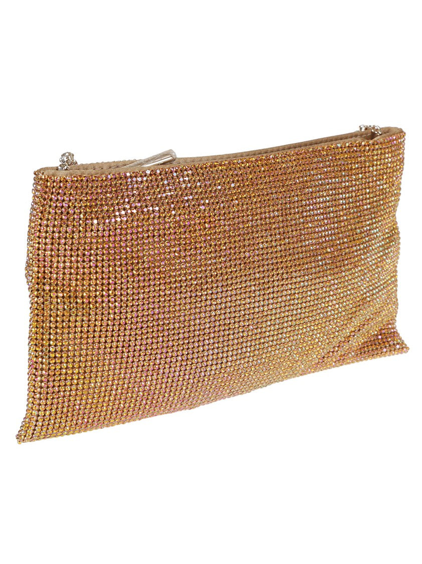 Benedetta Bruzziches Rhinestone Mesh Clutch With Silk Satin Lining