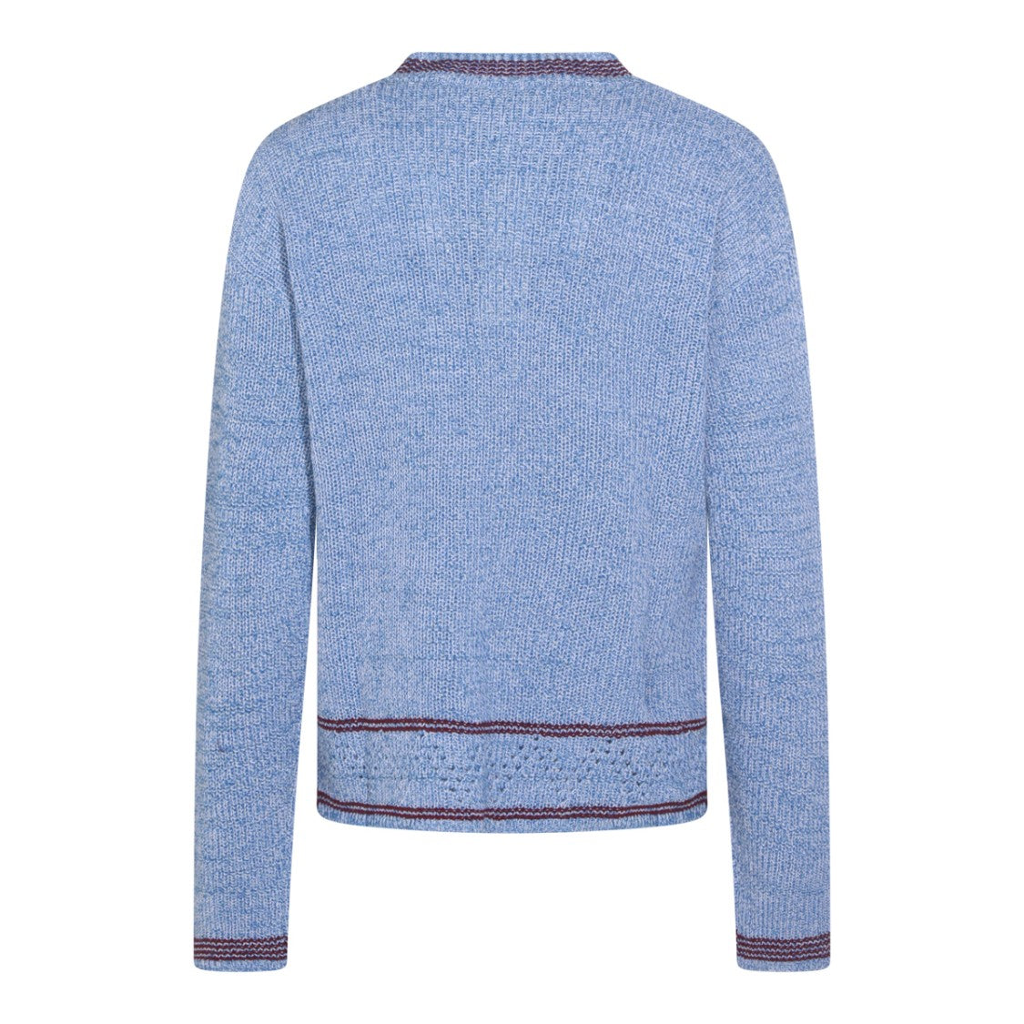 Marni Light Blue Textured Knit Sweater With Contrasting Trim