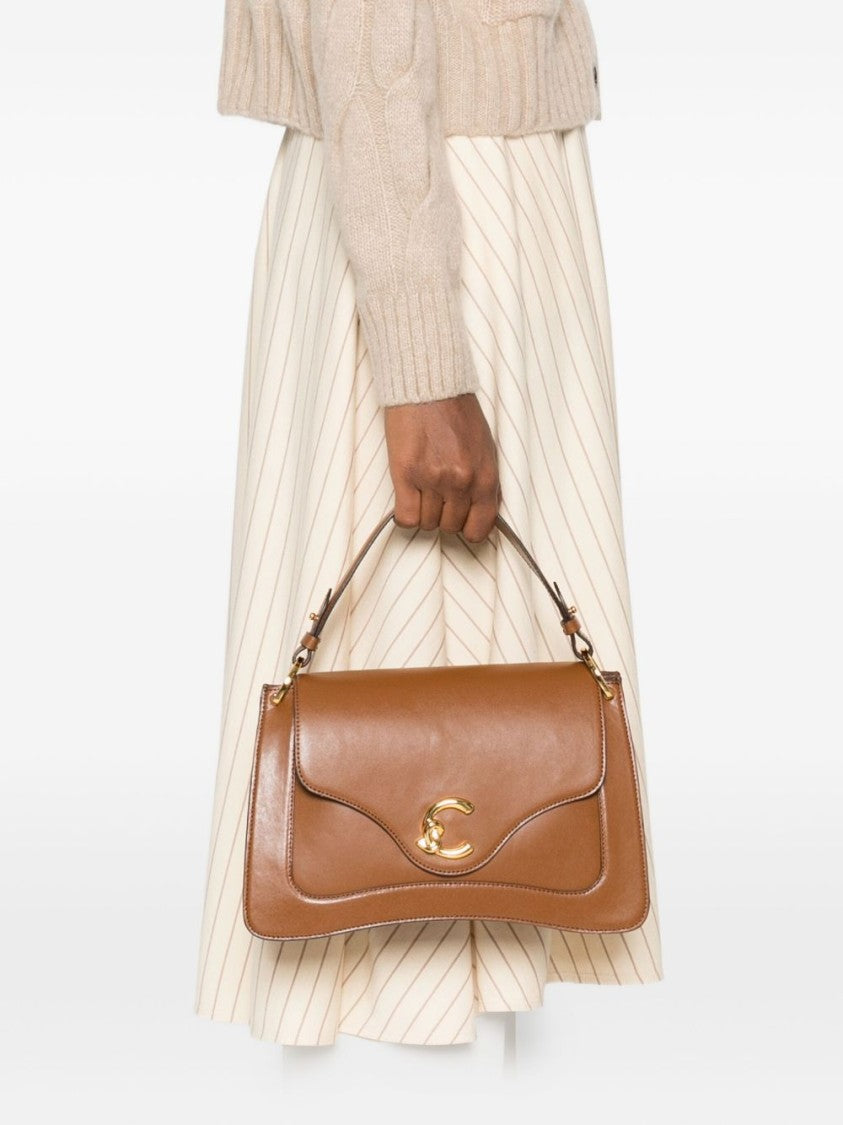 Coccinelle Structured Calfskin Shoulder Bag With Gold-Tone Clasp