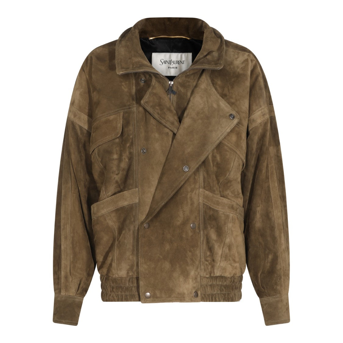 Saint Laurent Brown Zip Flap-Pocket Suede Relaxed-Fit Jacket