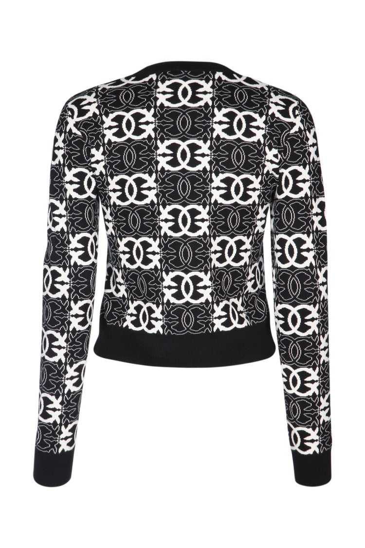 Pinko Cropped Long-Sleeved Top With Geometric Pattern