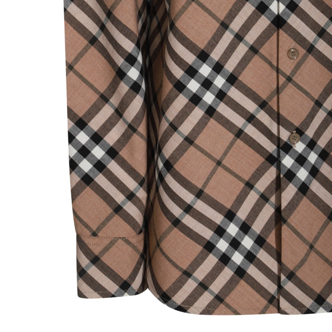 Burberry Beige Wool Check Motif Casual Shirt