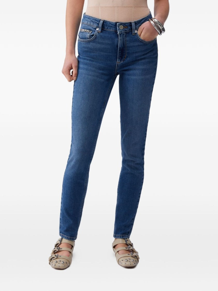 Liu Jo Blue Stone Wash Embellished Jeans