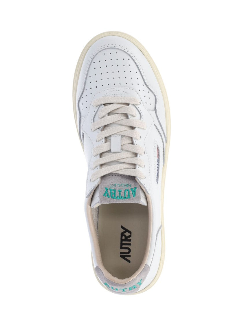 Autry White Low-Top Perforated Leather Sneakers