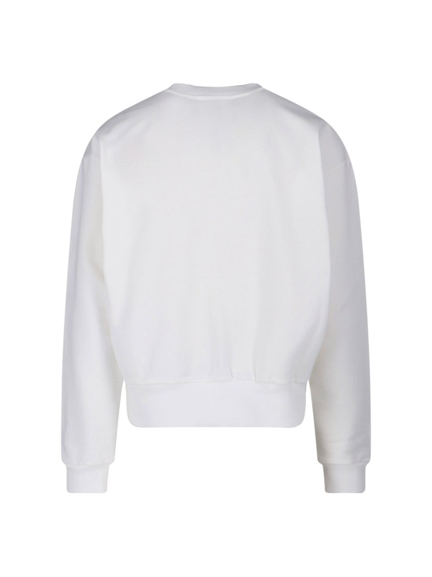 Marni Cropped White Sweater With Bold Chest Patch