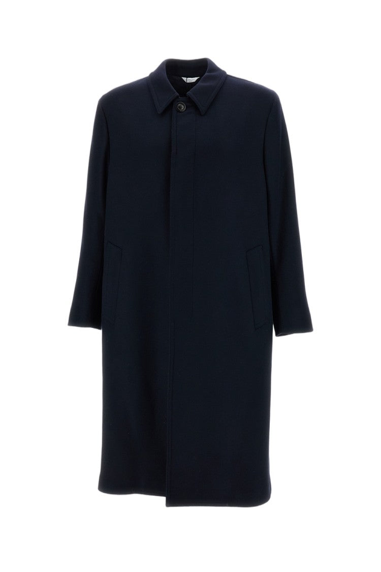 Boglioli Blue Loden Wool Shirt Collar Coat