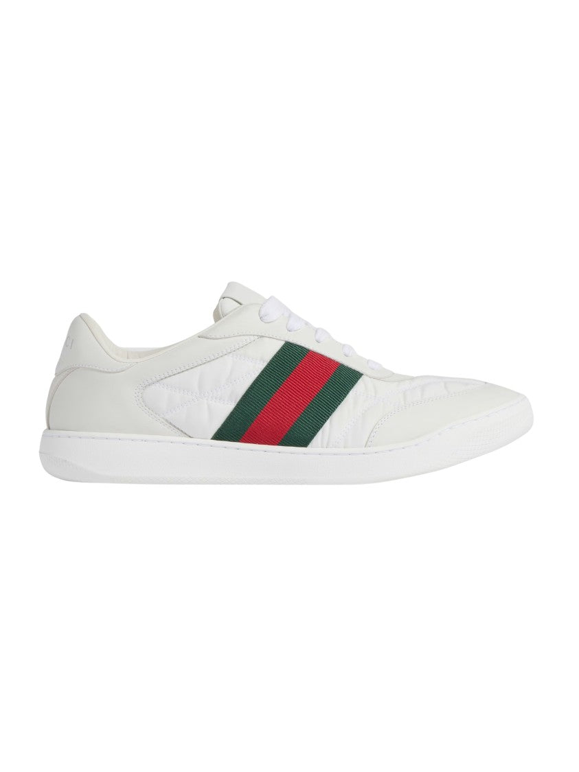 Gucci Padded Nylon Sneakers With Leather Trim And Web Detail