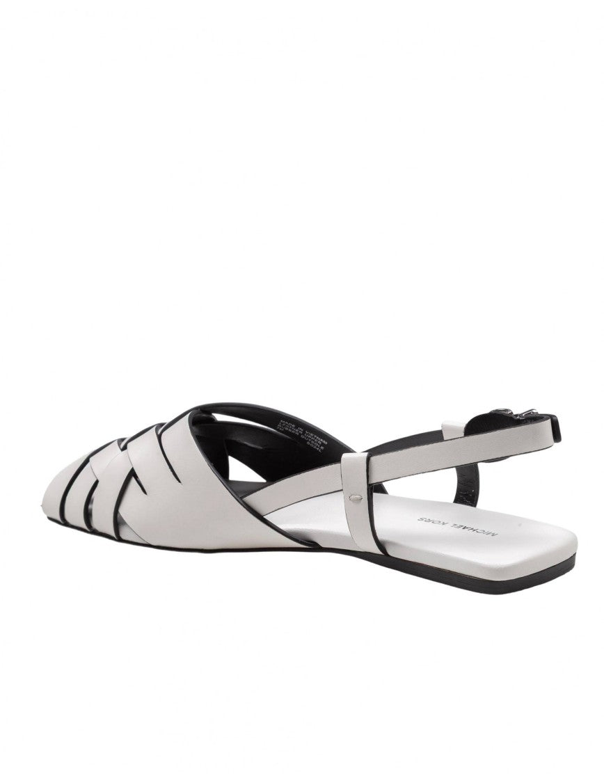 Michael Kors Irene Flat Sandal In Woven Leather Color White