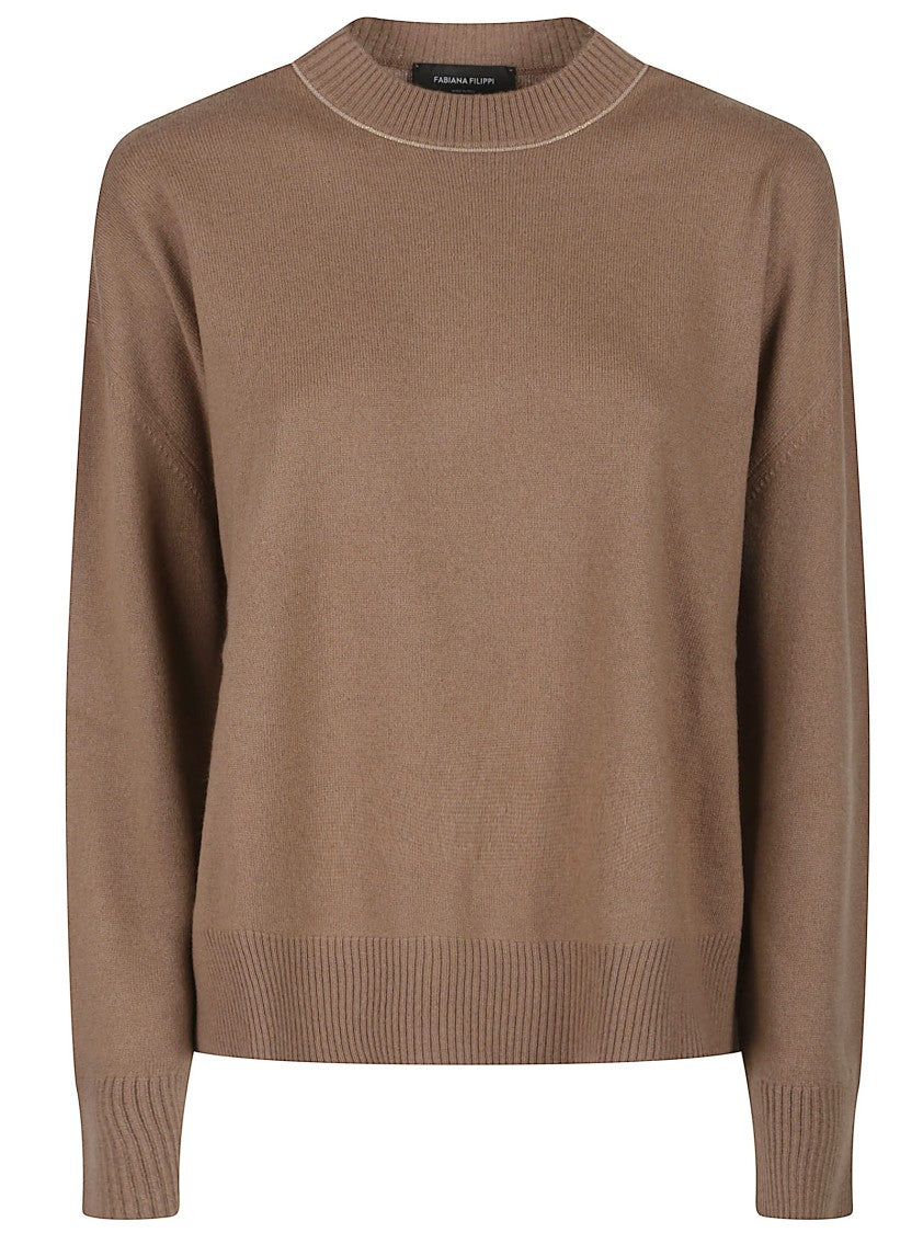 Fabiana Filippi Relaxed Fit Cashmere Sweater With Ribbed Detailing