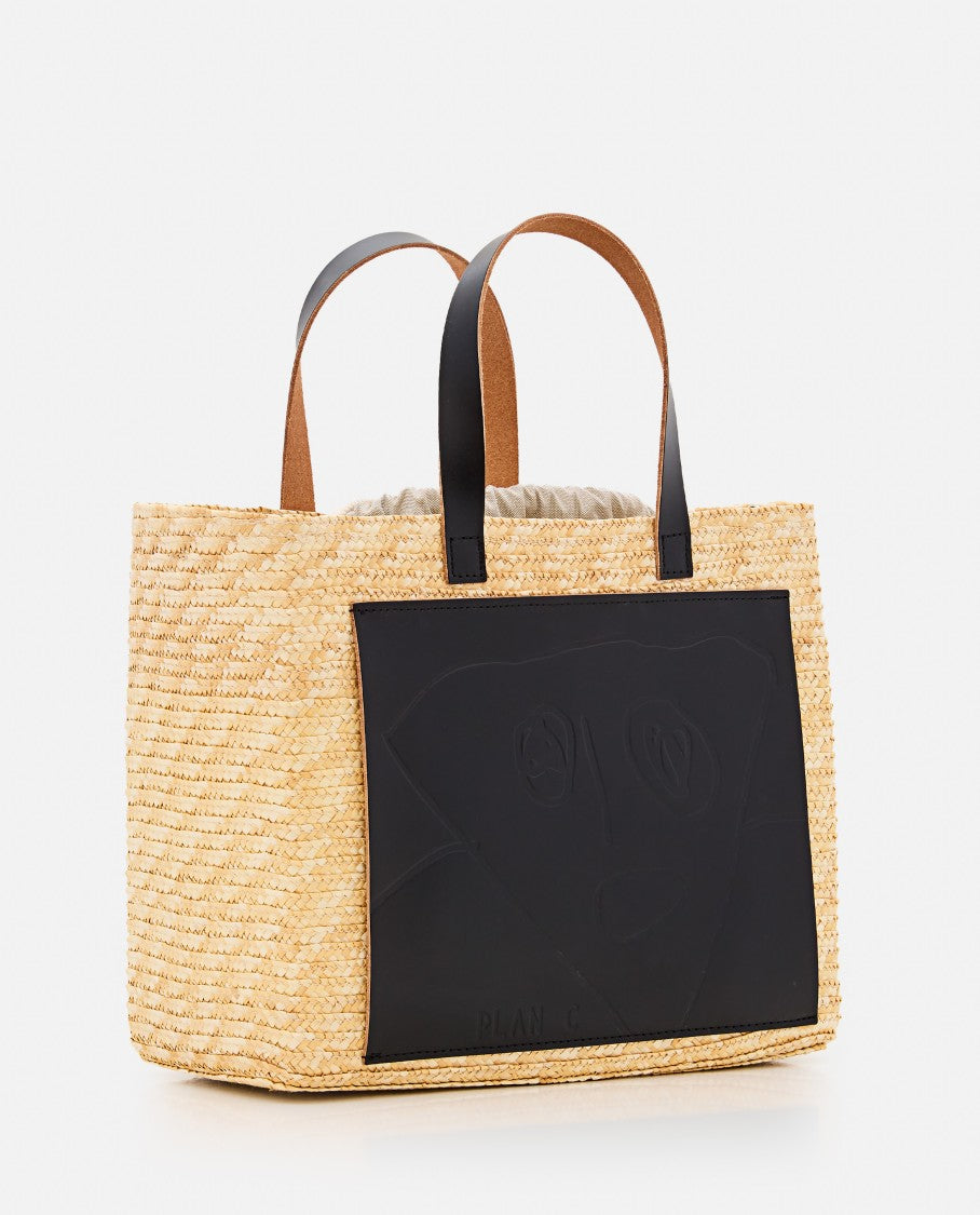 Plan C Woven Raffia Shopper Bag