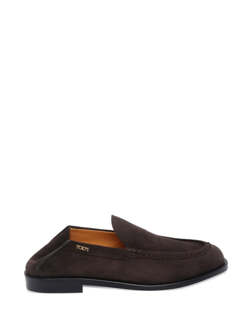 Tod's Round Toe Brown Suede Flats With Classic Silhouette
