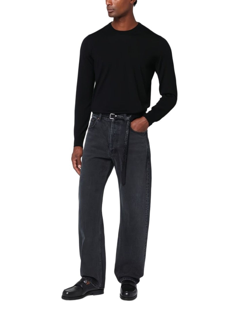 Drumohr Long-Sleeved Black Crew Neck Sweater
