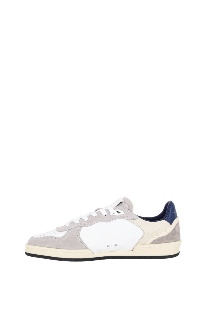 Philippe Model Pigalle Leather And Suede Blue Heel Sneakers