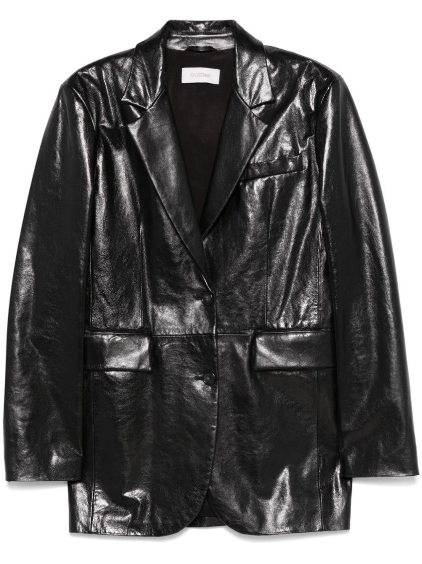 Sportmax Tailored Black Jacket With Shiny Finish