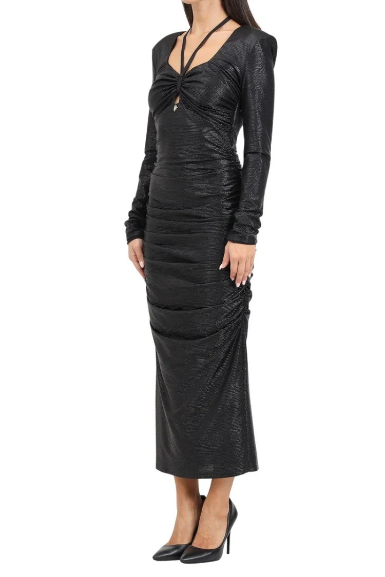 S#It Long Ruched Dress - Black