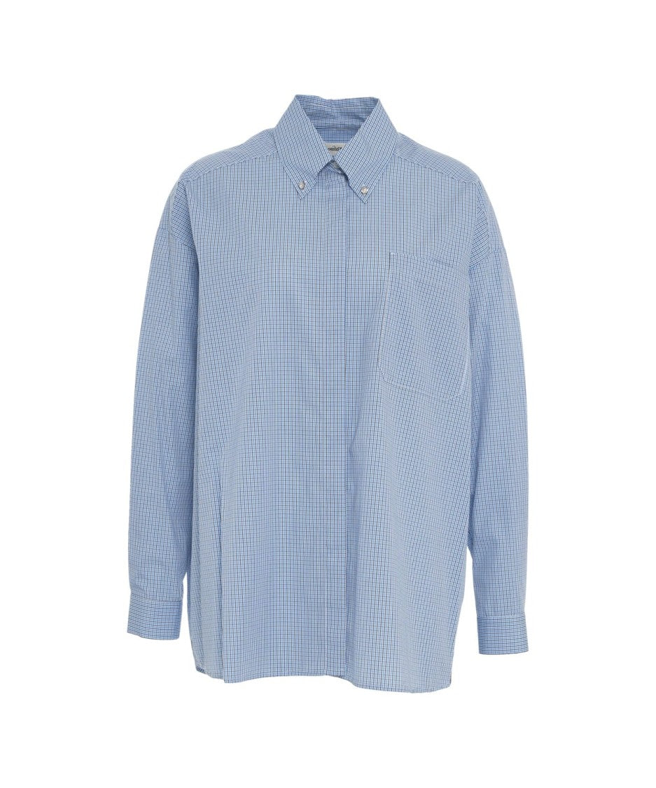 Ottod'ame Oversized Blue Checked Blouse