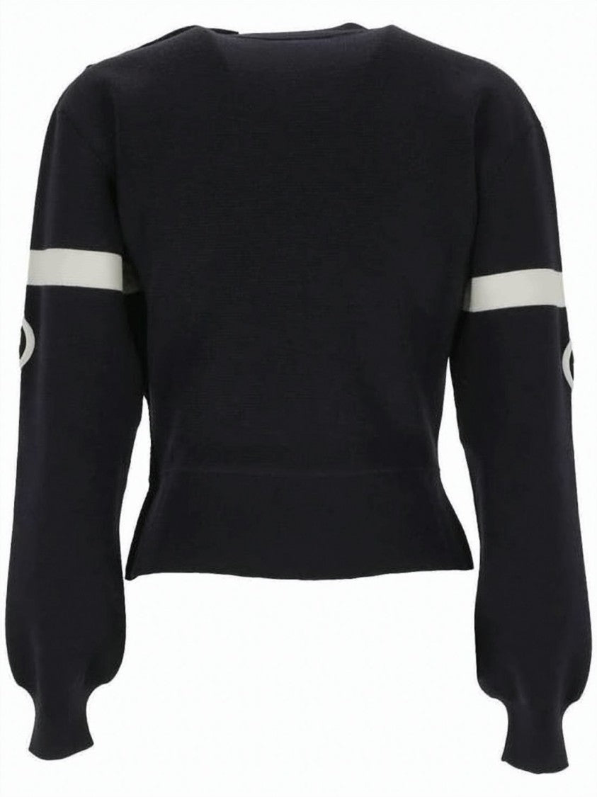 Gucci Fitted Black Wool Blend Knit With Logo Embroidery