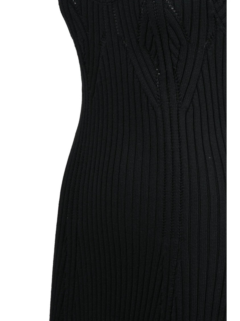 Mo5ch1no Jeans Black Ribbed Stretch Cotton-Blend Mini Dress