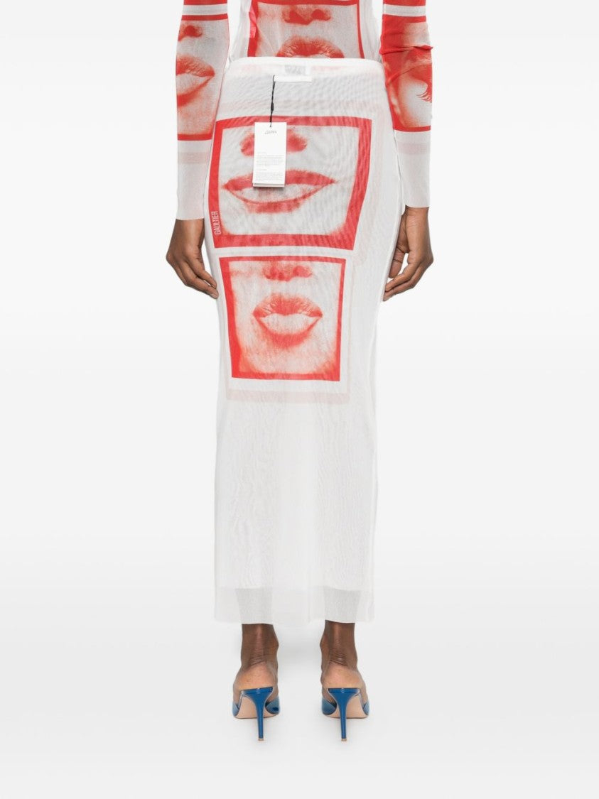 Jean Paul Gaultier Multicolour Silk And Nylon Patterned Skirt