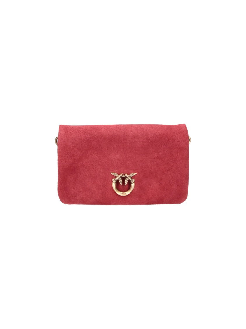 Pinko Red Click Soft Horizontal Mini Suede Handbag