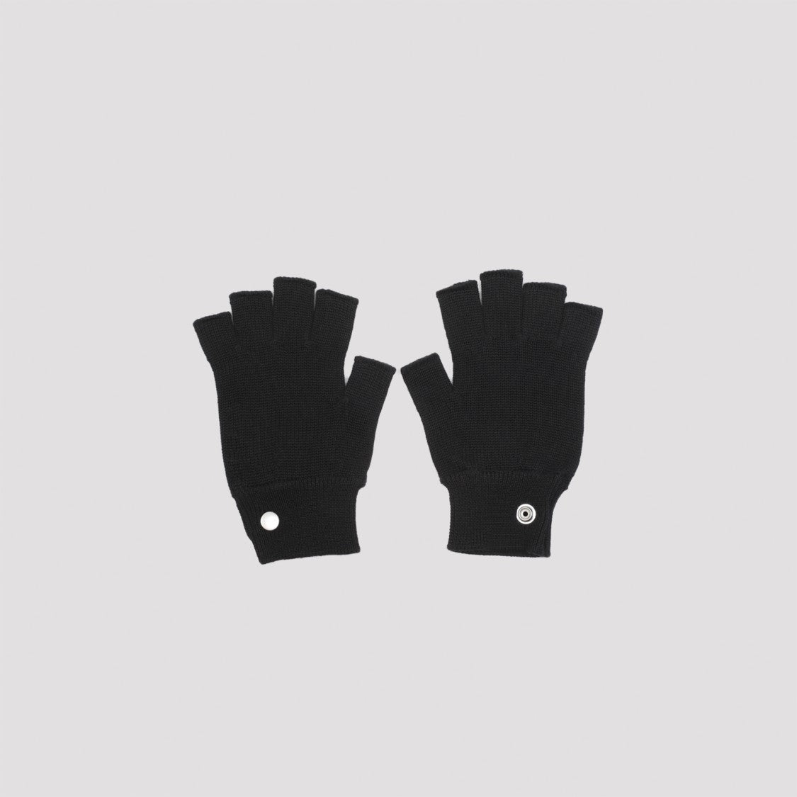 Rick Owens Fingerless Black Virgin Wool Gloves