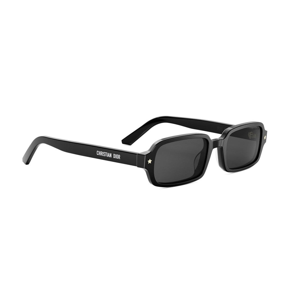 Dior Rectangular Black Acetate Sunglasses With Dark Grey Lenses