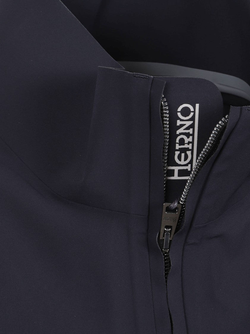 Herno Double-Slider Zipper Jacket With High Collar And Flap Pockets