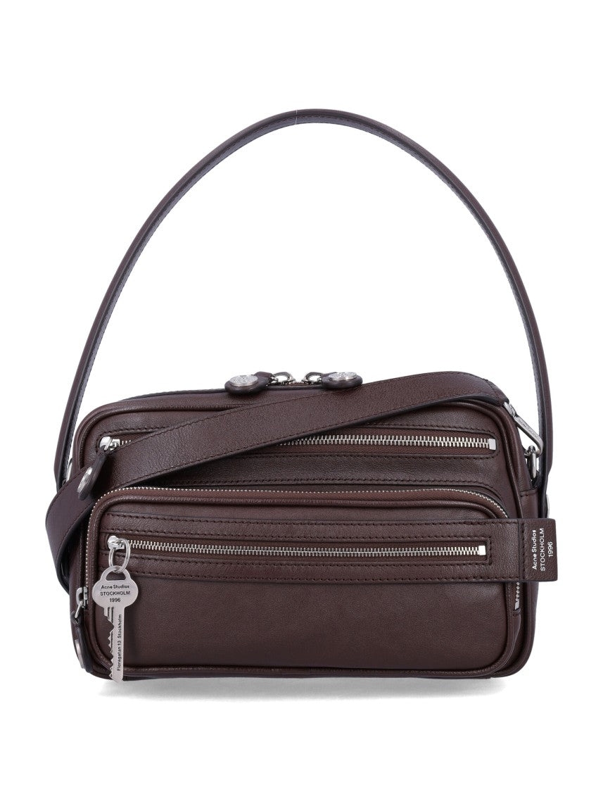 Acne Studios Chocolate Brown Leather Party Bag With Multi-Compartment Design