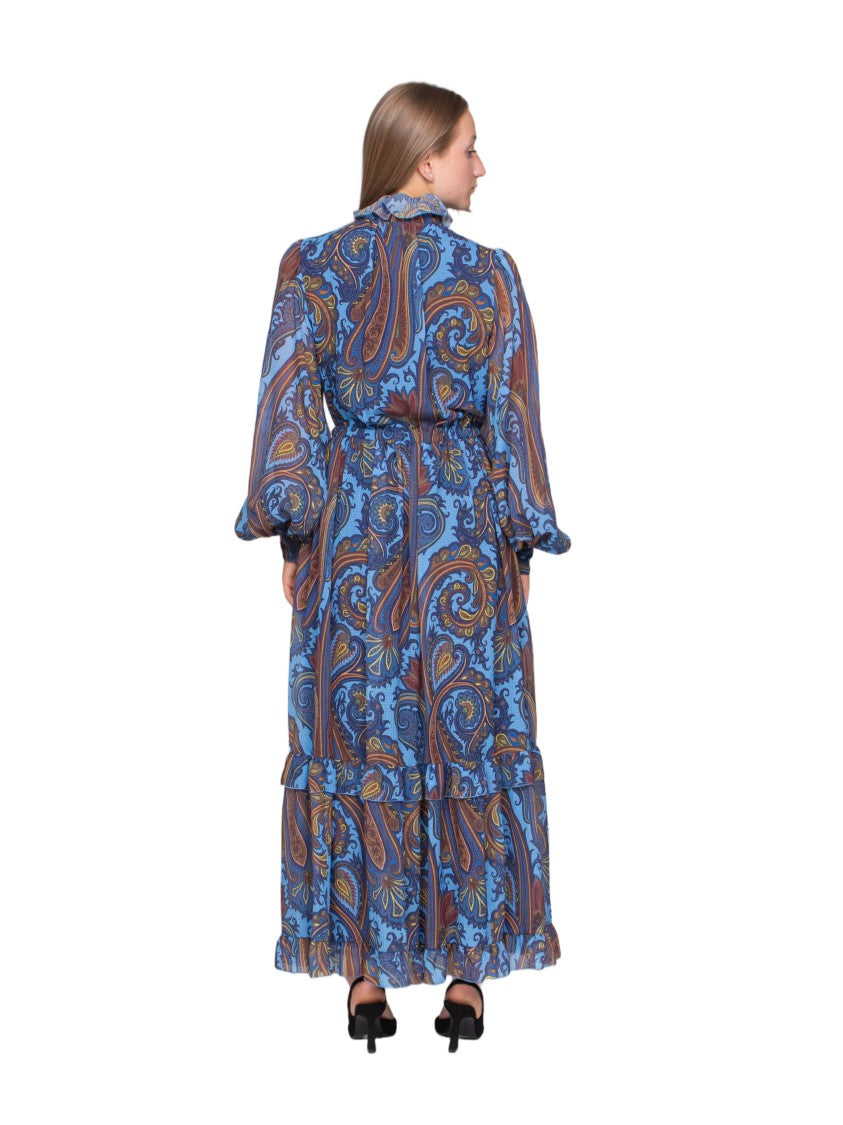 Etro Vibrant Paisley Puffed Sleeve Maxi Dress