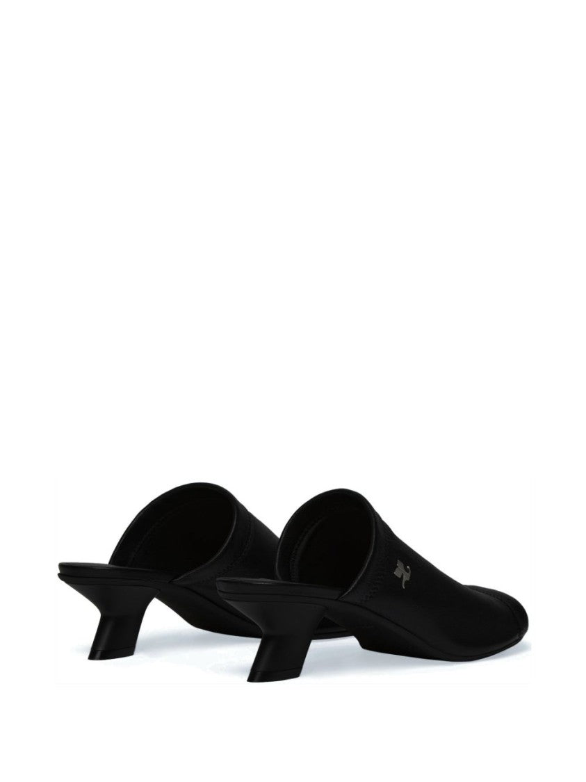 Courrèges Black Peep Toe Sculpted Heel Sandals
