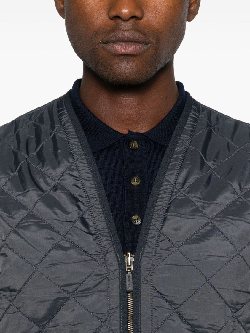 Barbour Navy Blue Padded Waistcoat With Diamond Quilting