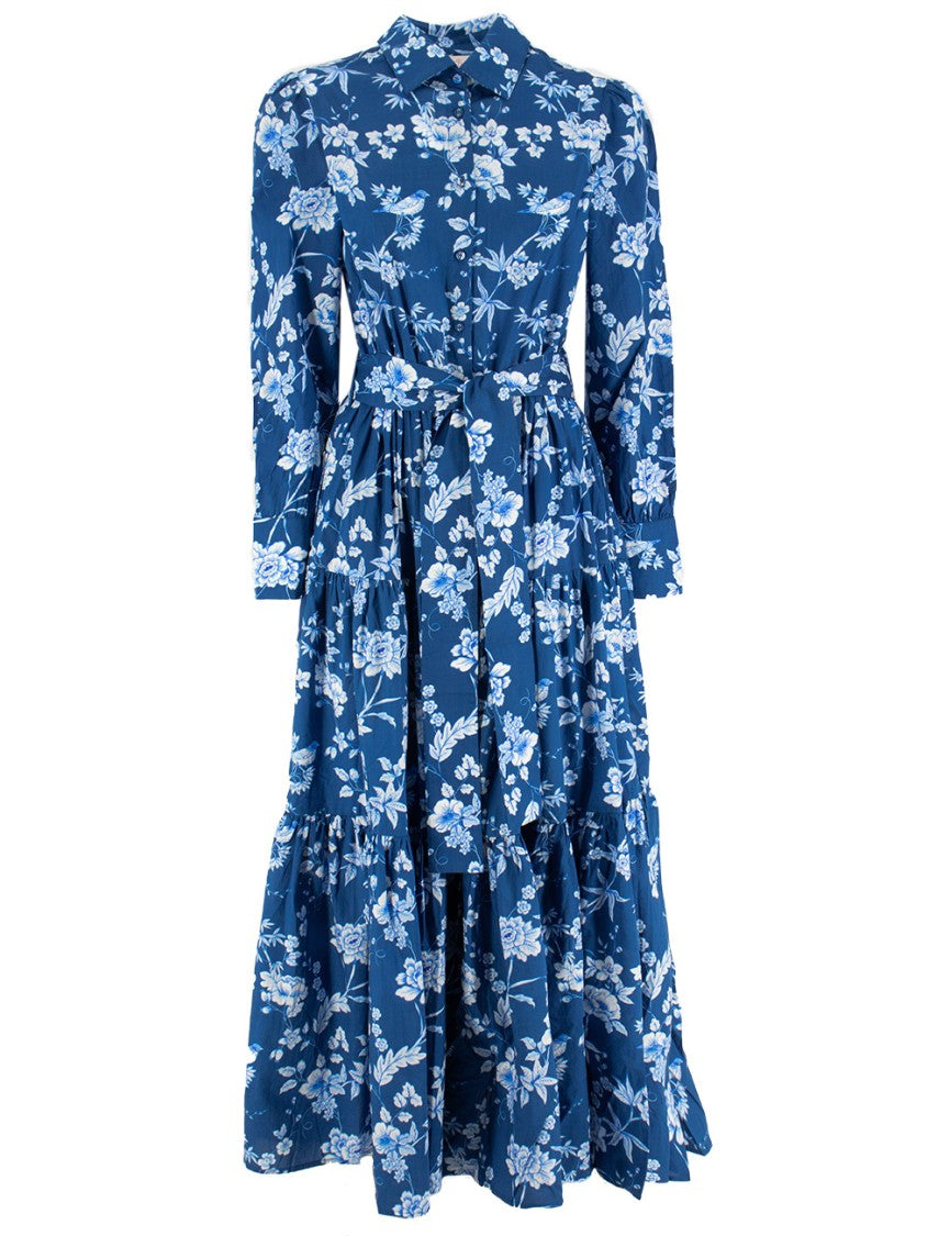 Mc2 Saint Barth Floral Maxi Dress With Classic Collar