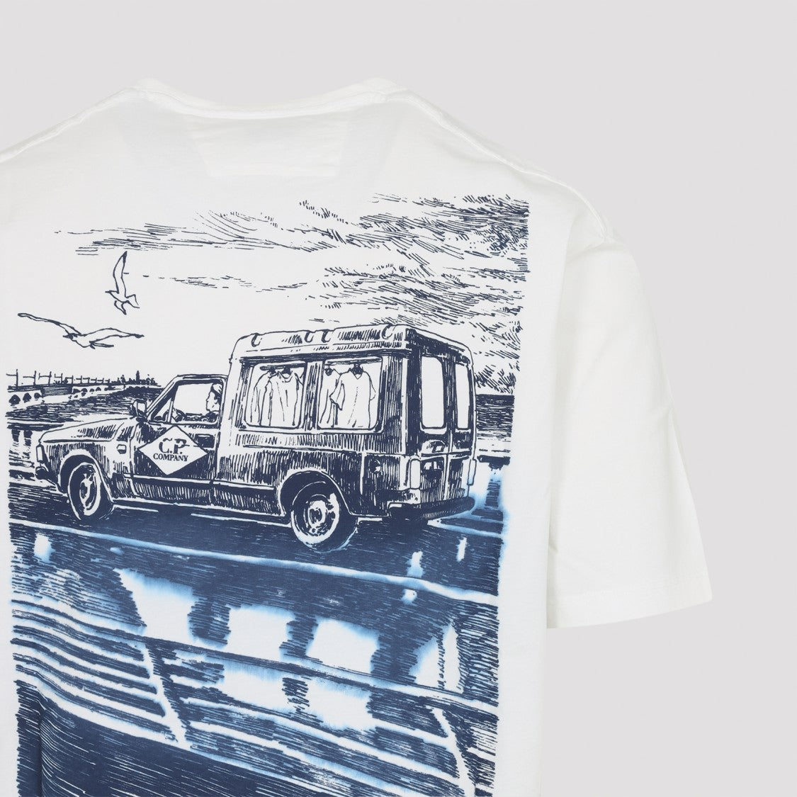 C.P. Company White Cotton T-Shirt With Graphic Print