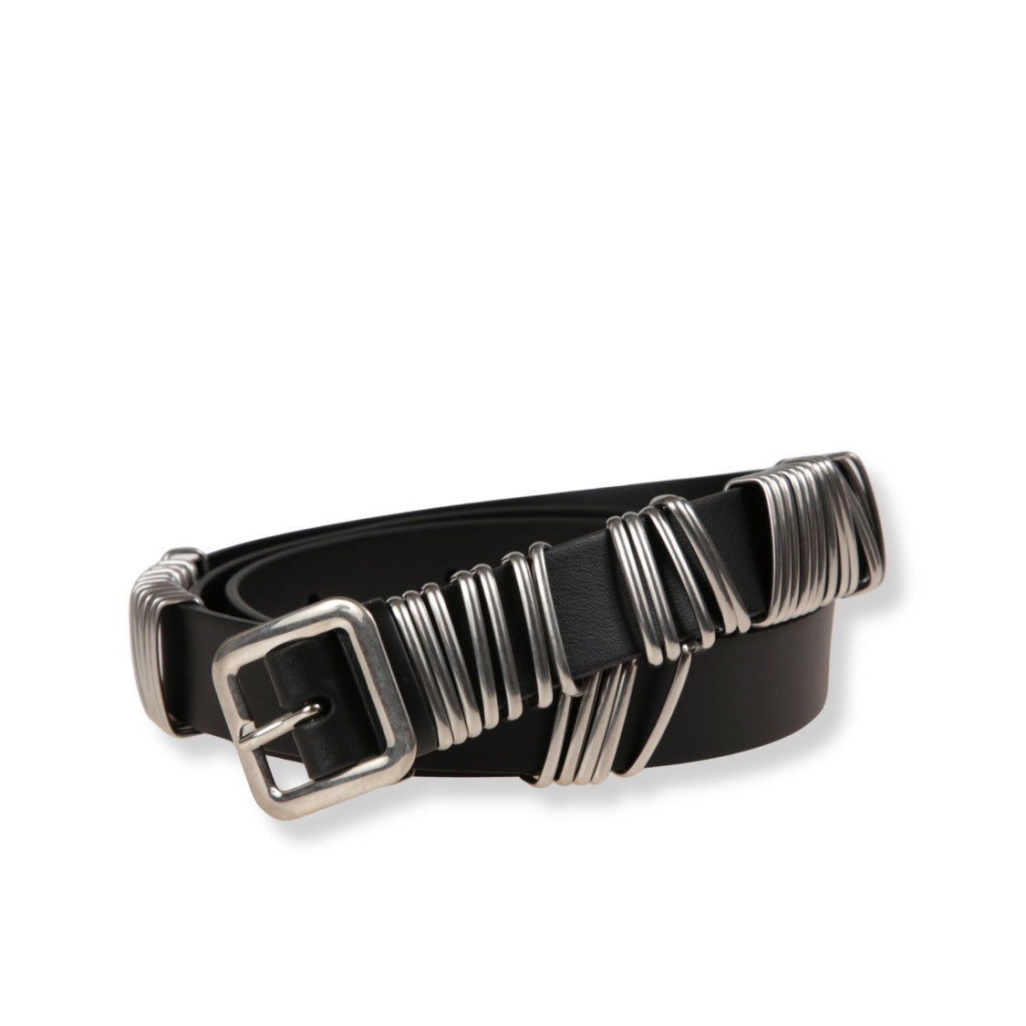 Jil Sander Leather Belt With Wrapped Metal Rings