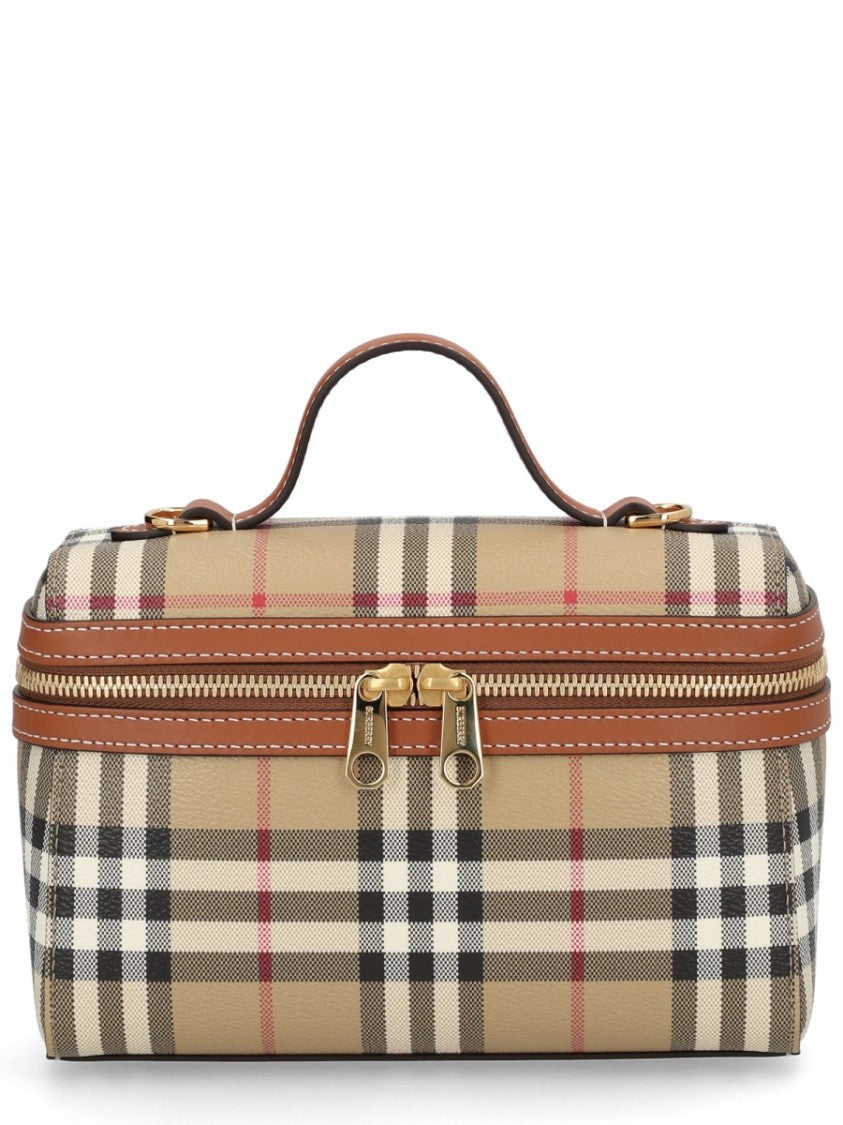 Burberry Vanity Check Structured Check Pattern Tote Bag
