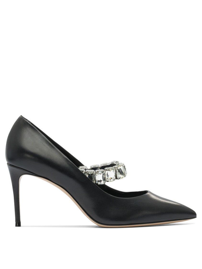 Casadei Pointed Toe Pumps With Crystal-Embellished Strap