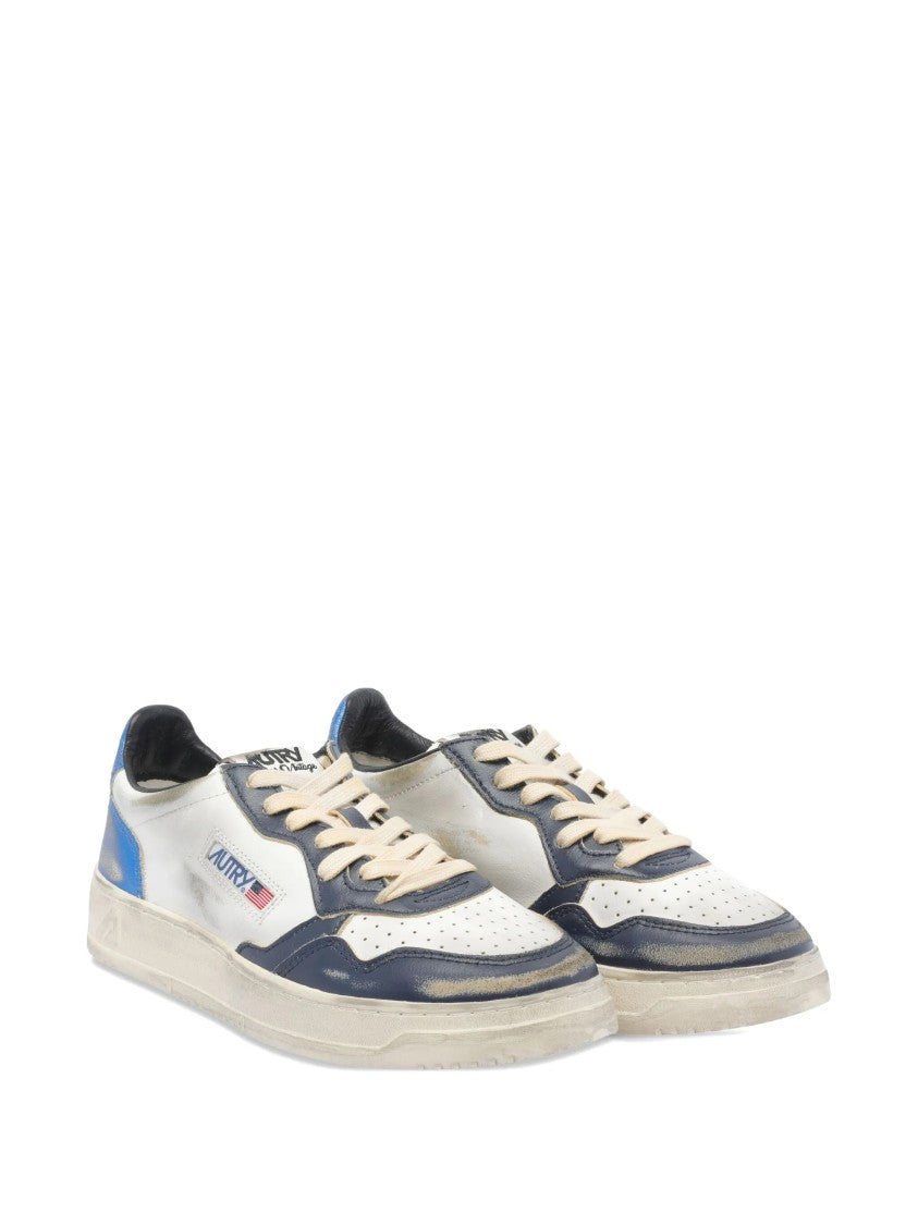 Autry Navy Sup Wint Low Leather Low-Top Sneakers