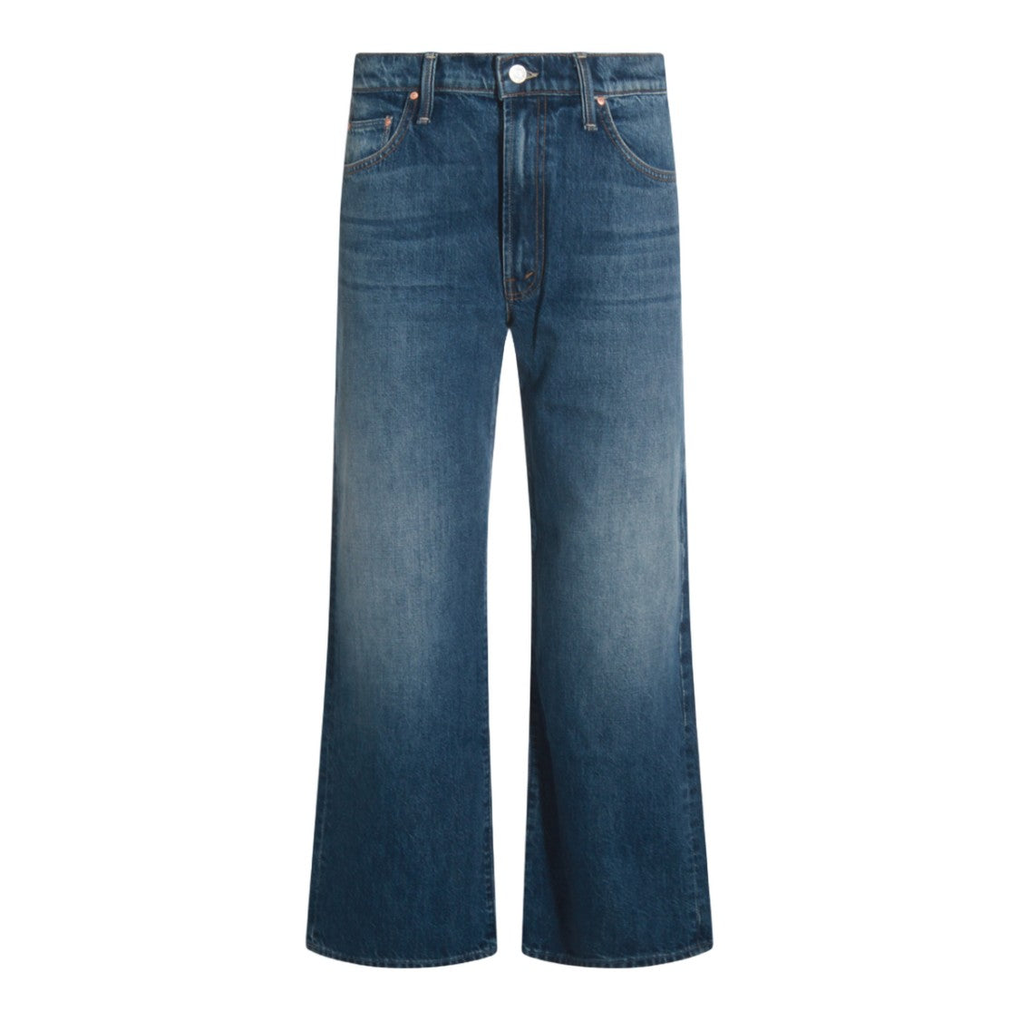 Mother Medium Blue Relaxed-Fit Jeans With Stitched Detailing