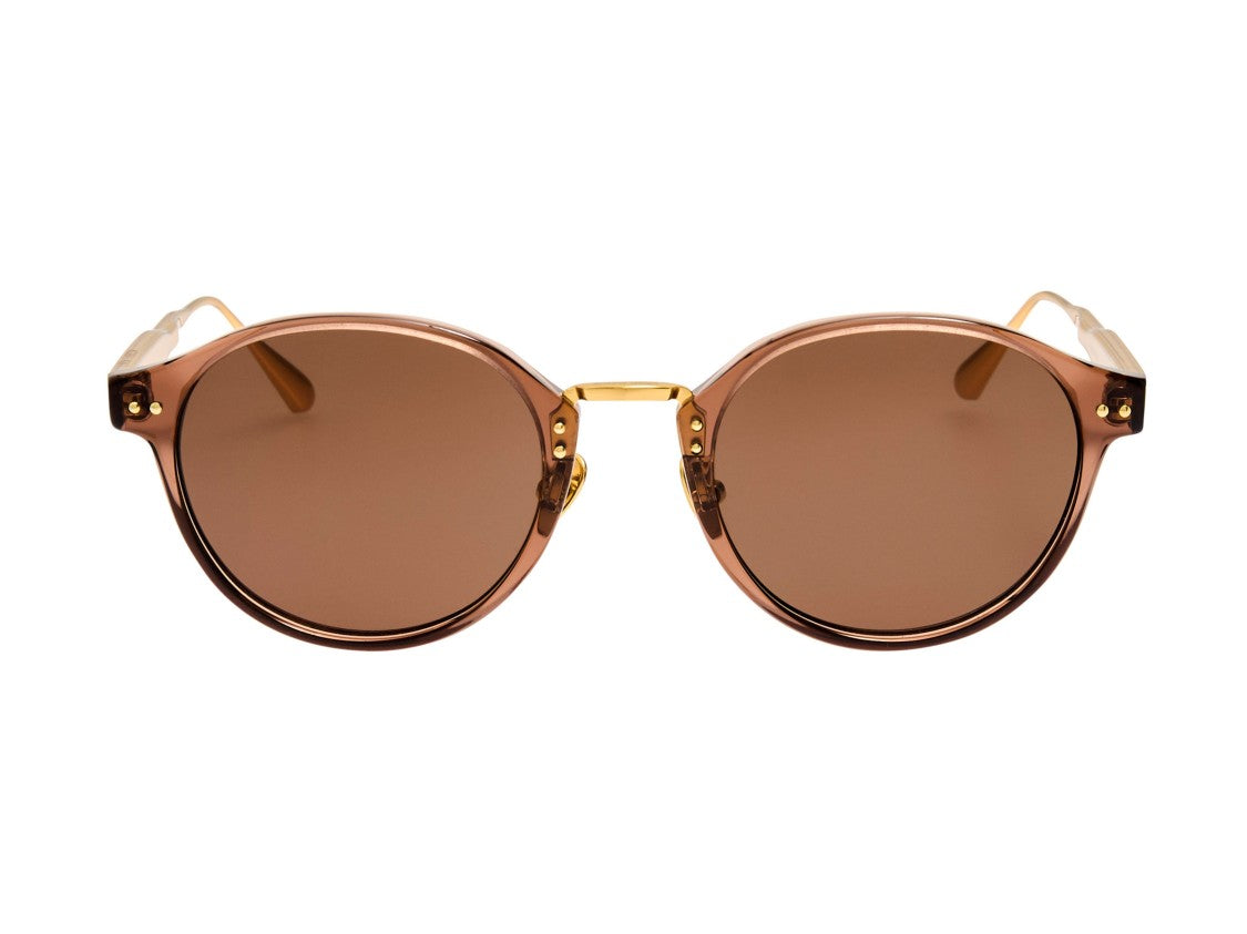Linda Farrow Brown Lfl1535 Translucent Acetate Round Sunglasses