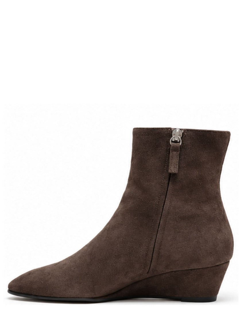 Gia Borghini Amanda Leather Sculpted Wedge Ankle Boots