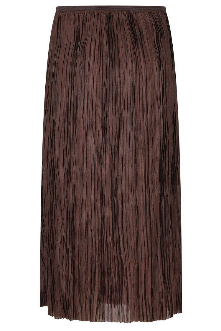 Roberto Collina Brown Pleated Midi Skirt With Glossy And Matte Finish