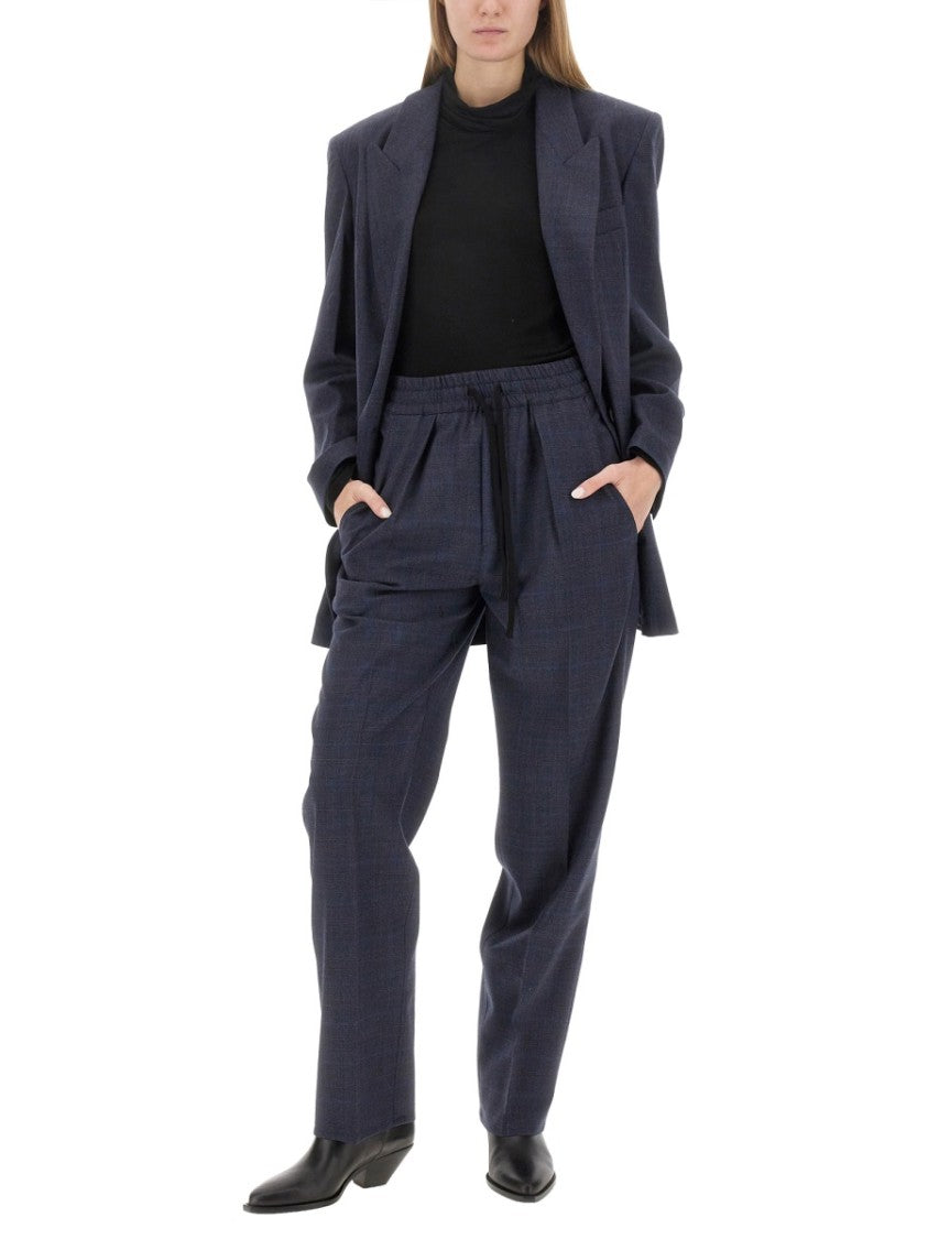 Isabel Marant Étoile Tailored Wool Blend Pants With Subtle Check Pattern