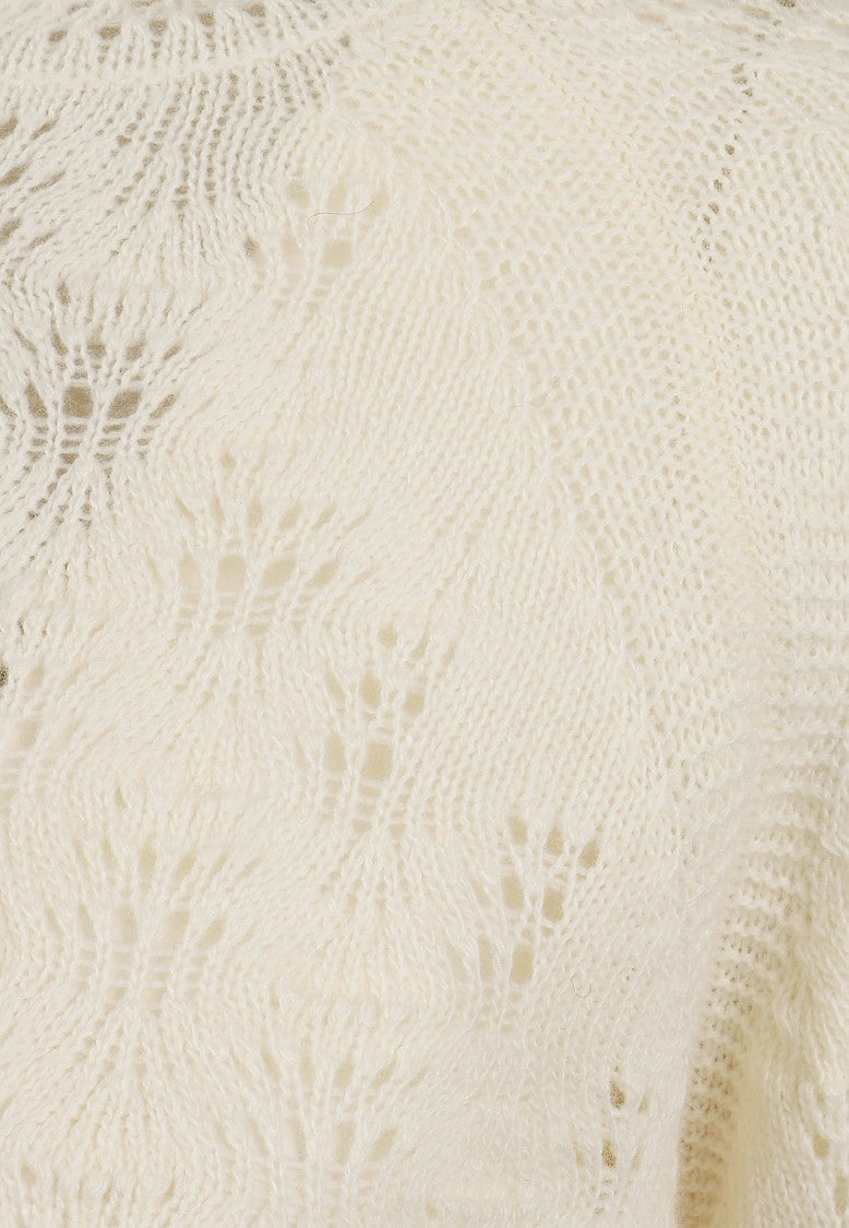 Ermanno Scervino Pointelle Knit Long Sleeve High Neck Sweater