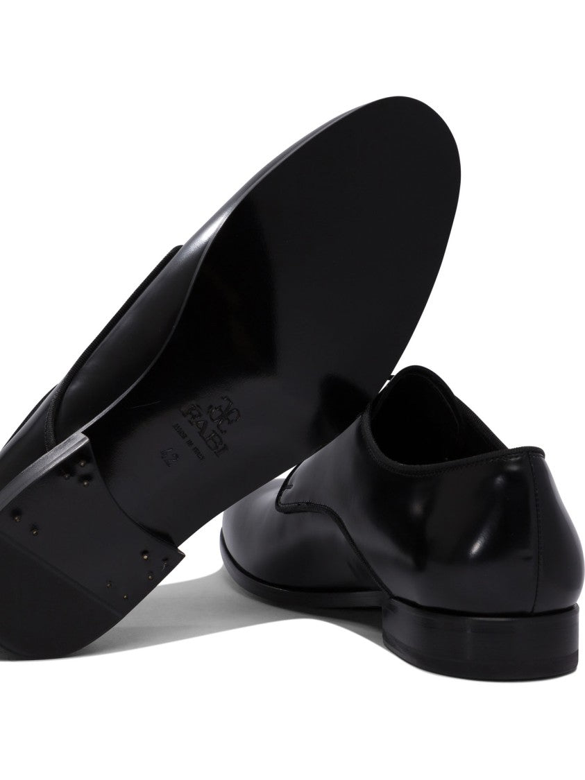 Fabi Polished Black Leather Lace-Up Shoes