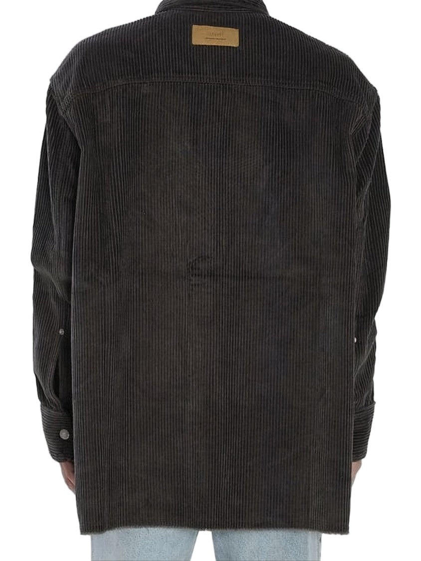 Ami Paris Corduroy Velvet Oversized Side-Slit Shirt