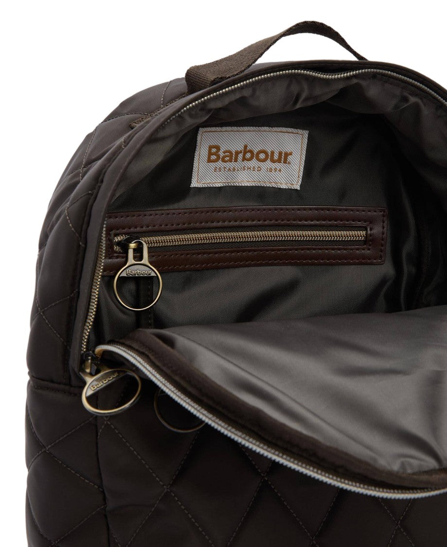Barbour Quilted Olive Backpack With Adjustable Straps