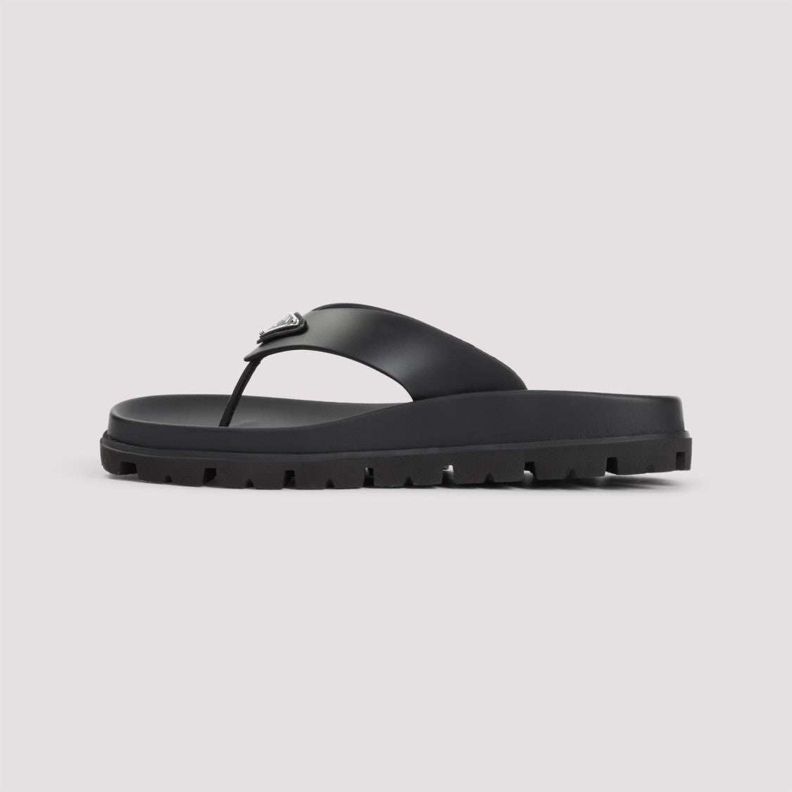 Prada Minimalist Black Sandals With Rugged Sole