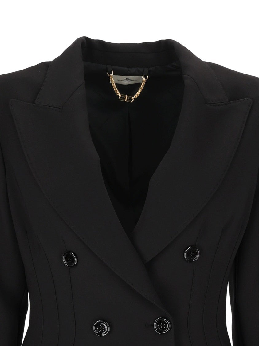 Elisabetta Franchi Double-Breasted Tailored Jacket With Classic Lapel And Flap Pockets