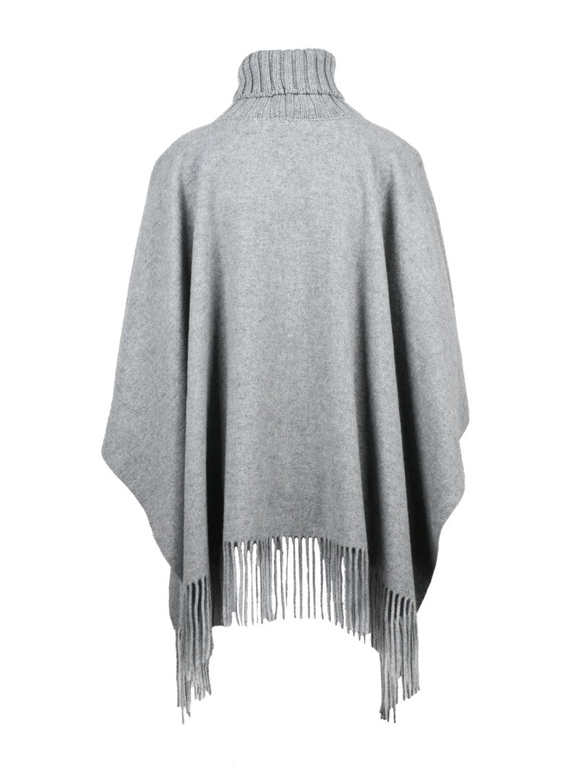 Fabiana Filippi Grey Virgin Wool-Blend Enveloping Poncho