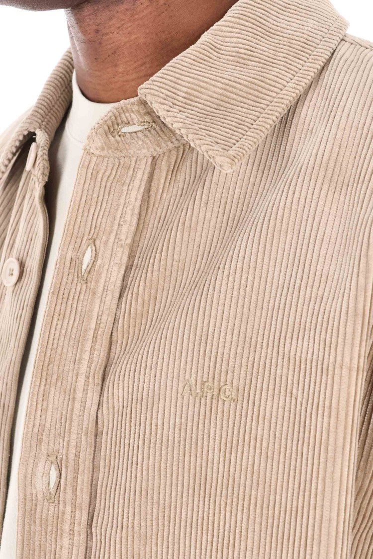 A.P.C. Cotton Velvet Overshirt With Classic Collar